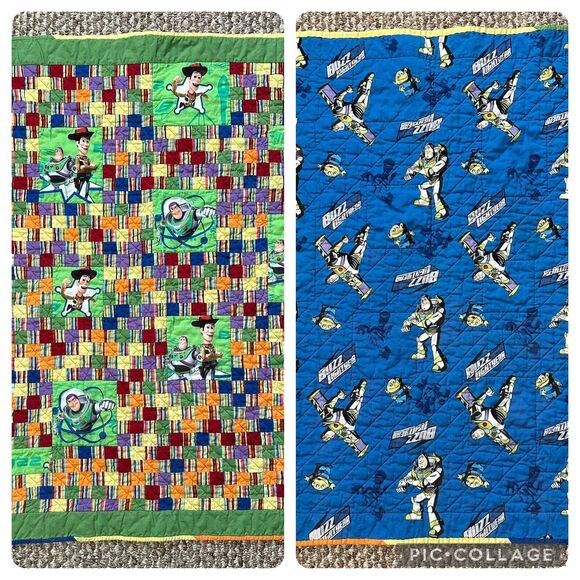 Disney Pixar Toy Story Woody Buzz Quilted Blanket 28x36 Reversible Baby Blanket - Picture 1 of 5